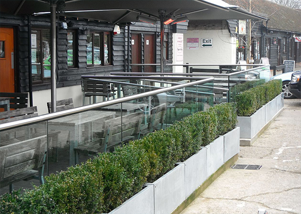 Glass Channel Outside Seating Area Resturant
