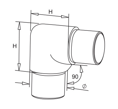 Mirror Polished 90 Degrees Curved Elbow Diagram