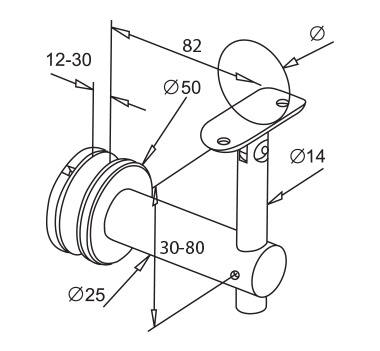 Mirror Polished Articulated Glass Bracket Handrail Support Diagram