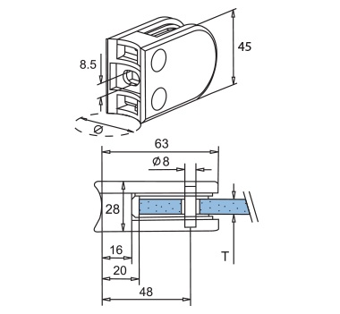 Mirror Round Glass Bracket Diagram